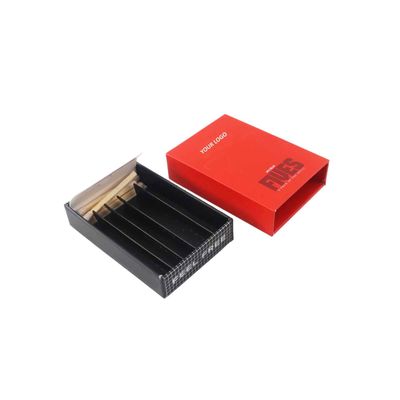 Caja de papel de cajón de fósforo personalizado resistente a los niños para 5 paquetes de mini pre rollos