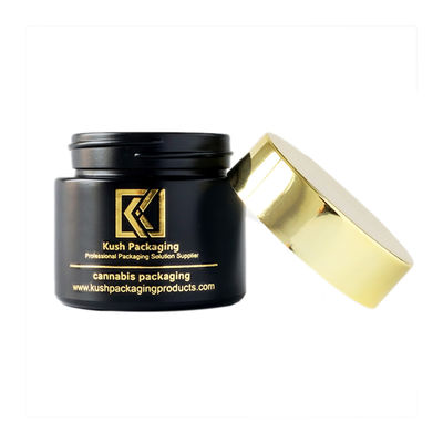 Paquetes de cristal de la mala hierba del tarro de cristal negro a prueba de niños 2oz