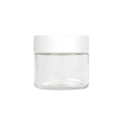tarro de cristal claro 2oz con el vidrio de empaquetado de la mala hierba resistente del casquillo del niño