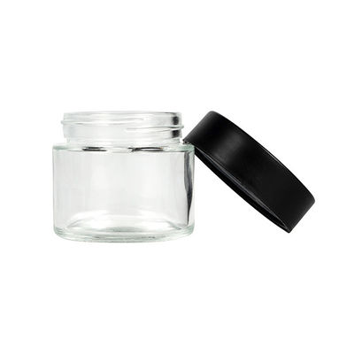 tarro de cristal claro 2oz con el vidrio de empaquetado de la mala hierba resistente del casquillo del niño