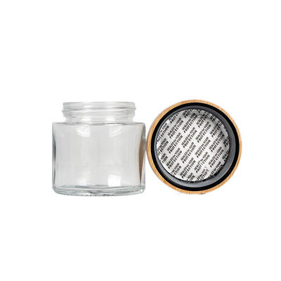 tarro de cristal claro de la mala hierba 3oz con la tapa de bambú tarro del vidrio de 3,5 gramos 8vo