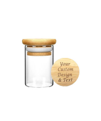 Tarro de la especia del vidrio de Borosilicate del almacenamiento de la comida con la tapa de bambú para el cereal de la harina de los tallarines de las hierbas