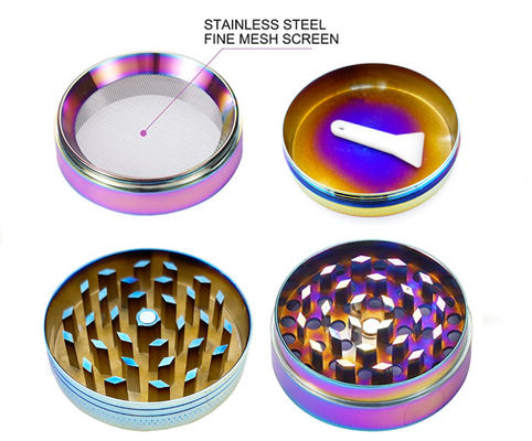 4 capas del arco iris del metal de la aleación de Herb Tobacco Grinder Portable Zinc