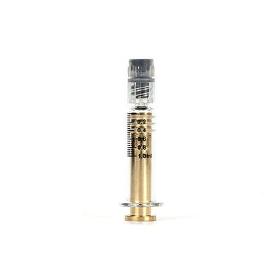 1 ml de jeringa de vidrio Luer Lock con inyector de oro metálico