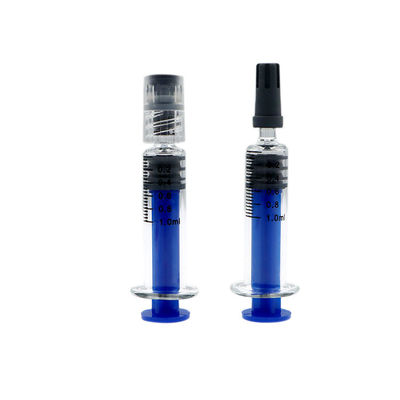 El paquete de encargo de cristal 1ml de la mala hierba de Borosilicate coloreó la jeringuilla de la cerradura de Luer para el aceite del concentrado