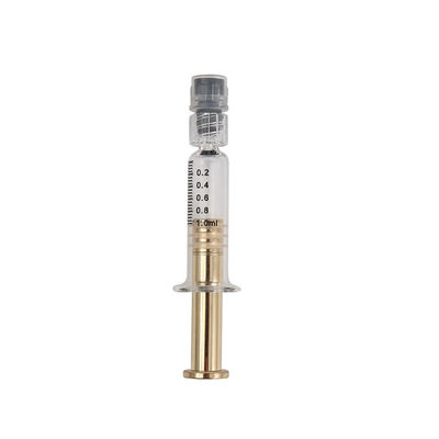 1 ml de jeringa de vidrio Luer Lock con inyector de oro metálico