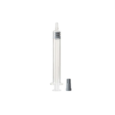 Jeringas de vidrio con cerradura de Luer vacías con inyector de metal o plástico para aceite cosmético