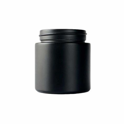 Tarro de cristal de empaquetado de la flor del negro octavo del tarro 3oz de la mala hierba de la marijuana