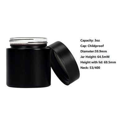tarro de cristal D60 * tamaño de la mala hierba de la capacidad 3oz/90ml de H52 milímetro