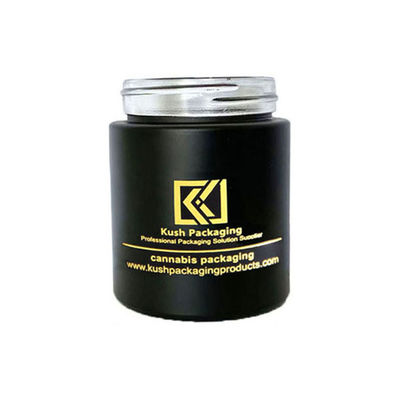 5oz Matte Black Glass Weed Jar con el casquillo resistente del niño