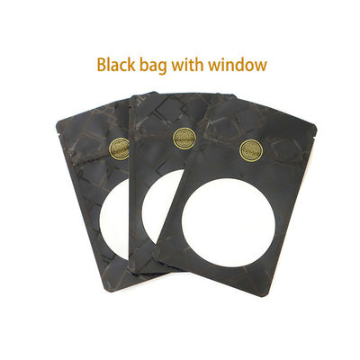 Bolsas personalizadas de color negro mate a prueba de niños con ventana transparente
