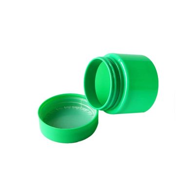 tarro plástico de la mala hierba del verde 3oz con el casquillo resistente del niño
