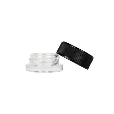 Tarro de vidrio concentrado de fondo grueso de 7 ml con tapa negra a prueba de niños