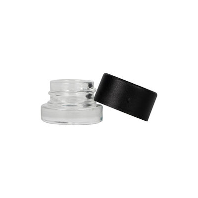 El tarro de cristal 5ml del casquillo del concentrado claro negro de la cera atornilla el envase superior del concentrado