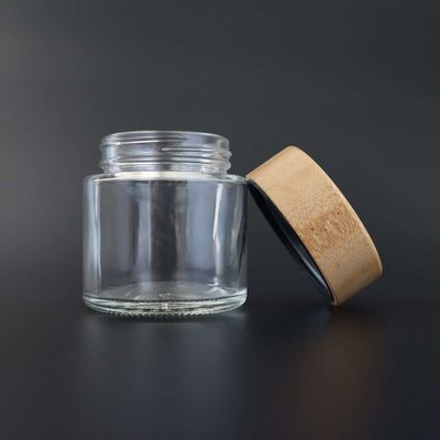 8vo tarro de la mala hierba 2-6oz del escondite del tarro del niño de la prueba del vidrio de bambú de cristal de la tapa