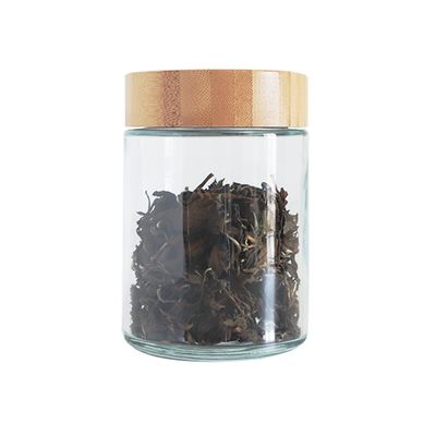 Tarro de cristal a prueba de niños de la tapa de bambú grande del tamaño 18oz para la flor de CBD