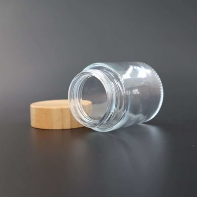 Tarro hermético de la flor del cáñamo del tarro de cristal de bambú a prueba de niños de la tapa 4oz