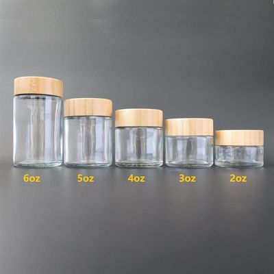 8vo tarro de la mala hierba 2-6oz del escondite del tarro del niño de la prueba del vidrio de bambú de cristal de la tapa
