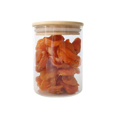 Alto envase de vidrio a prueba de calor de Borosilicate con la tapa de bambú para la cocina