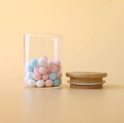 bote de madera del tarro del vidrio de Borosilicate de la tapa de la succión 3oz para la exhibición del almacenamiento