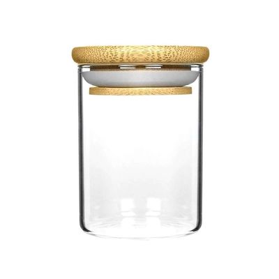Tarro ancho de cristal de madera de la flor del cáñamo de la boca del tarro 1-18oz de Borosilicate de la tapa de la succión