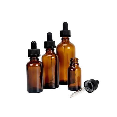 Botella de vidrio de goteo con tapa a prueba de adulteración para aceite de THC Ámbar Azul Negro Resistente a los niños Botella de vidrio con goteo