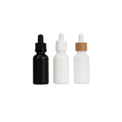 Botella de goteo de color de impresión personalizada para aceite esencial y suero Botella de vidrio negro resistente a los niños con goteo