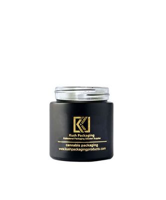 Tarro de Matte Black Glass Airtight Weed con la tapa del oro para el cáñamo 3oz