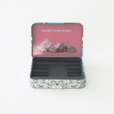 Caja de lata de metal con bisagra con inserción de silicio