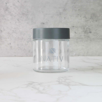CR Flor Bud Jar Resistente a los niños, hermético, a prueba de olor, con tapa de tornillo negro, frascos de vidrio para gomitas, almacenamiento de hierbas