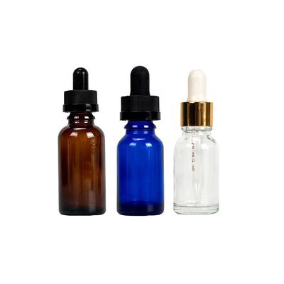 Botella de vidrio de goteo con tapa a prueba de adulteración para aceite de THC Ámbar Azul Negro Resistente a los niños Botella de vidrio con goteo