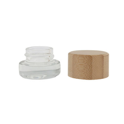 5 ml de frasco de vidrio concentrado con tapa de bambú a prueba de niños para crema de lubricación de aceite