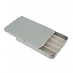 Caja de estaño rectangular resistente a los niños para el almacenamiento seguro de 0,5 g de prerrolls y comestibles