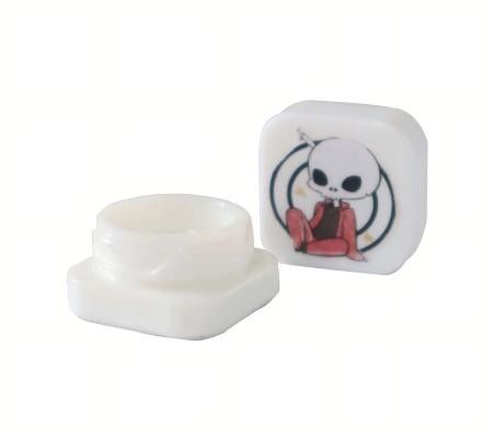 Jarrón de contenedor de concentrado de vidrio blanco de 5 ml de cubo con tapa a prueba de niños
