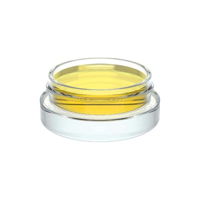Jarrones de vidrio cosmético grueso de perfil bajo de 7 ml con tapas negras para crema de bálsamo labial de aceite concentrado