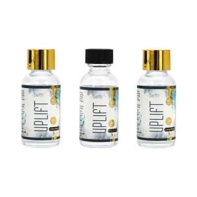 Botella redonda de vidrio Boston transparente hermética a prueba de fugas de 1oz 30ml con tapa de rosca negra para aceite esencial, medicina líquida, líquido